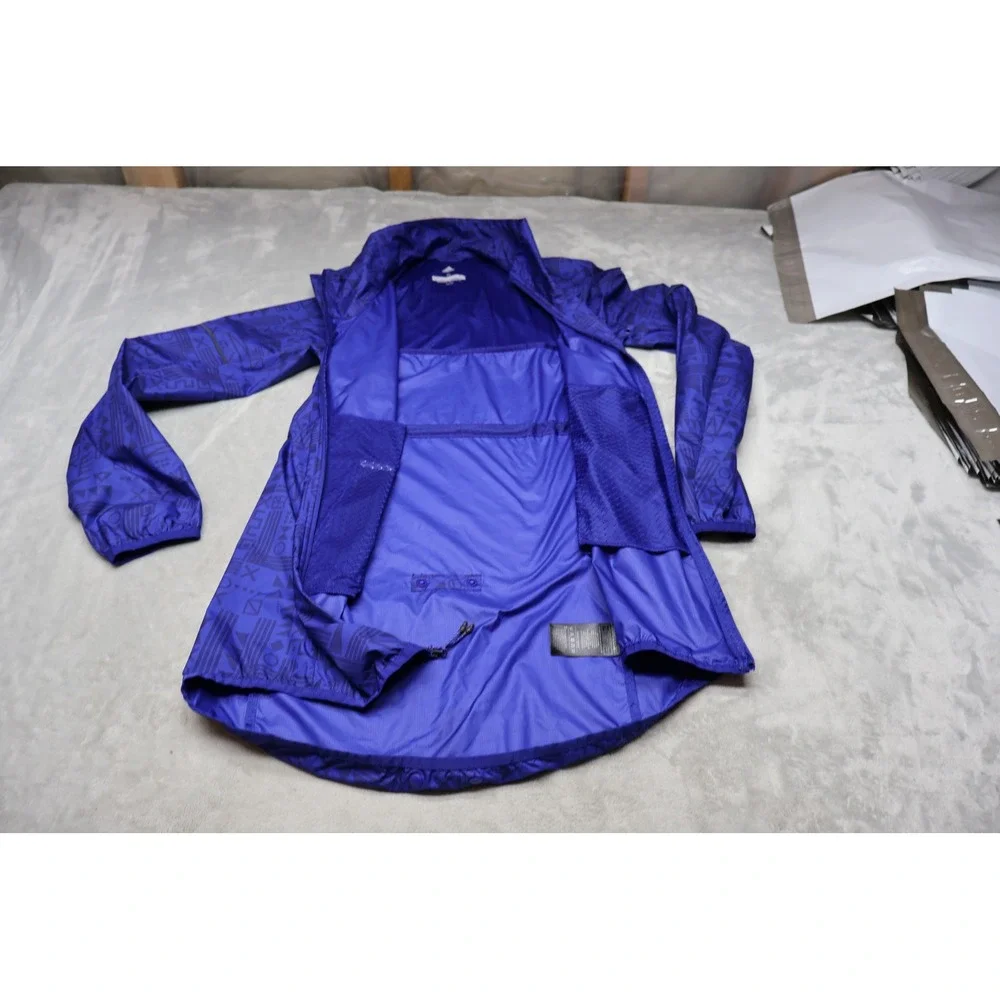 Adidas Jacket Womens Small Blue Supernova Tokyo‎ Printed Running Wind Rain Track